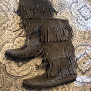 Minnetonka fringed suede boots